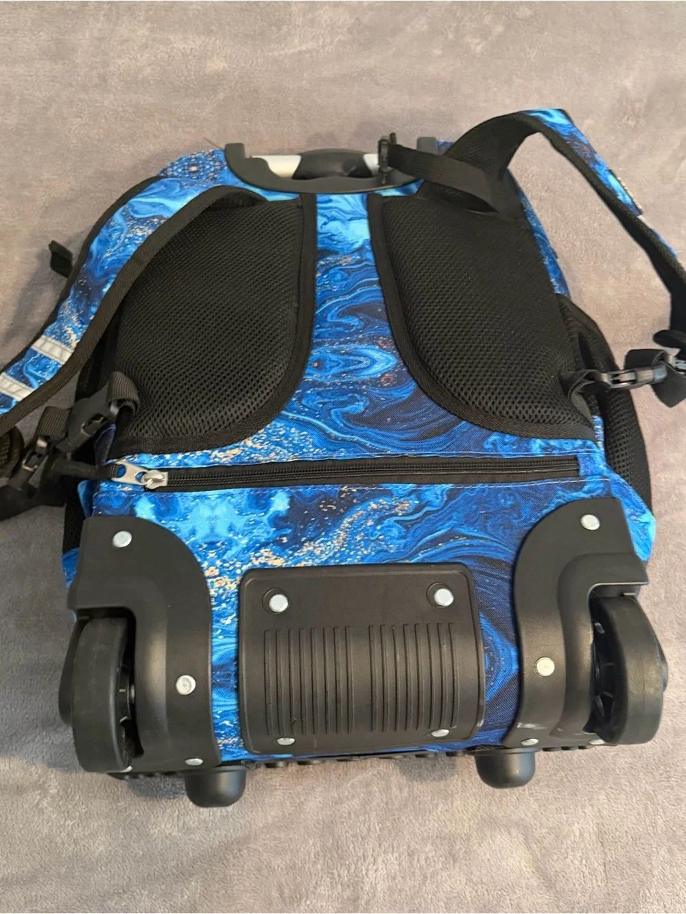Kids Rolling Backpack Trolley in Blue Marble by